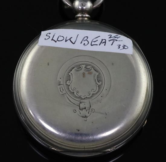 A Victorian silver slow beat keywind pocket watch by Thomas Yates, Preston,